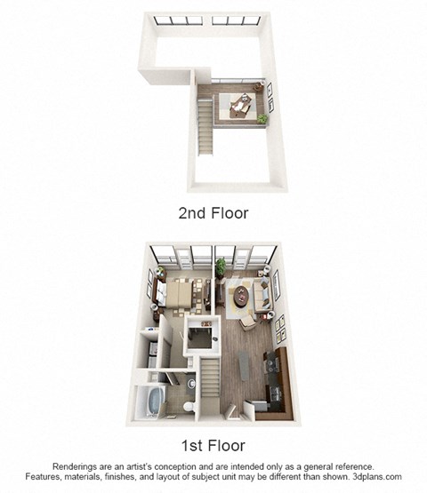 Floor plan for 1 bed, 1 bath, 842 sqft